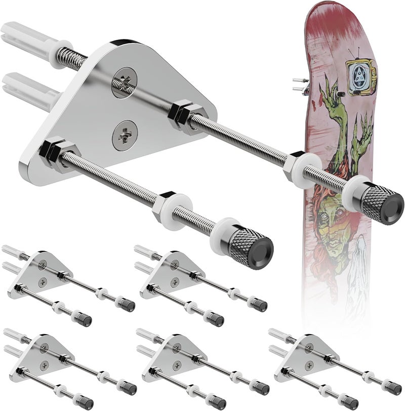 Gadgetzan 6 Pcs Skateboard Wall Mount Display,Aluminum Skate Board Hanger for Skate Deck Storage Horizontal and Decor Floats Vertically,Skateboard Holder for Wall (Triangle Type) - Image 1